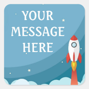 Adesivo Quadrado Foguete espacial de fundo - Personalize o seu