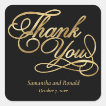 Foil Preta e Ouro Obrigado Casamento de Caligrafia