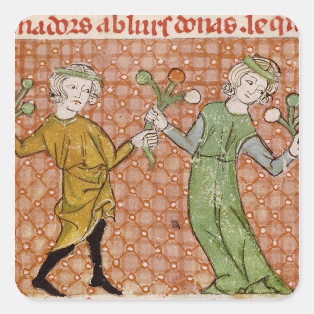 Adesivo Quadrado Fol.215v A Tentação: Um Casal Dançante (Frente)
