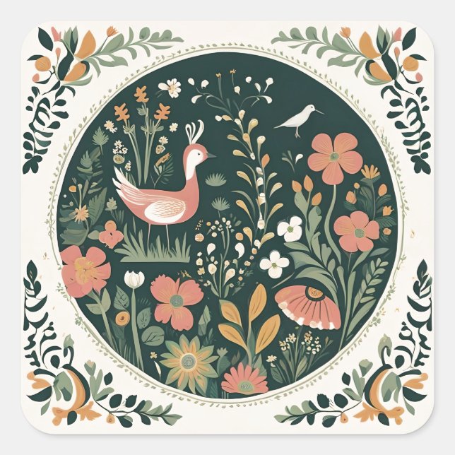 Adesivo Quadrado Folclore Primavera (Frente)