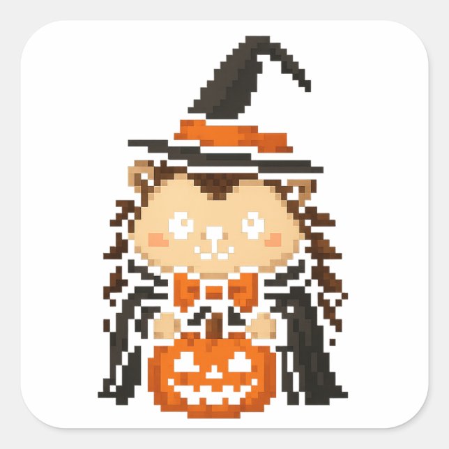 Adesivo Quadrado folha adesiva de bruxas de ouriço (Frente)