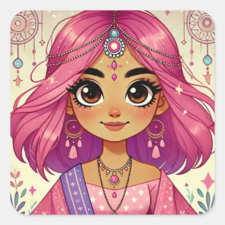 Adesivo Quadrado Folha adesiva de Sonho Rosa Radiante Aura