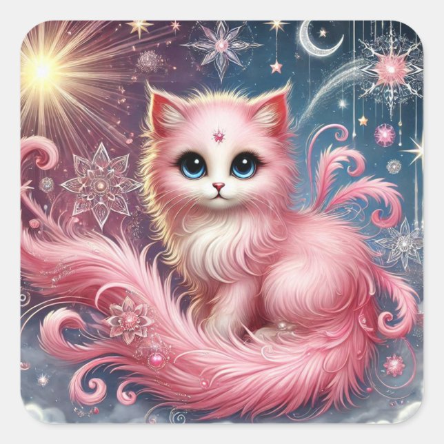 Adesivo Quadrado Folha adesiva de Sonho Rosa Radiante Aura (Frente)