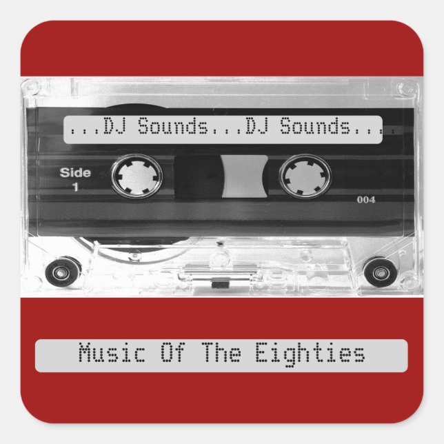 Adesivo Quadrado Folha audio da cassete de banda magnética de (Frente)