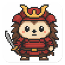 folha autocolante de hedgehog samurai