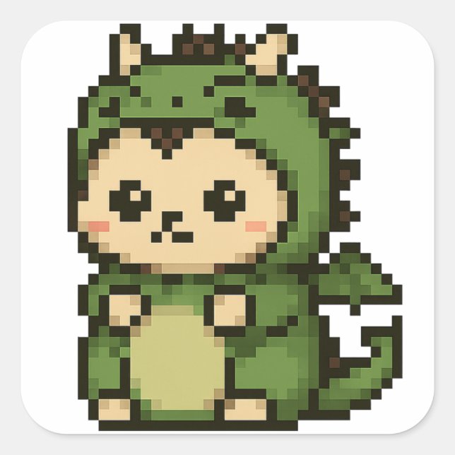 Adesivo Quadrado folha autocolante do dragão de ouriços (Frente)