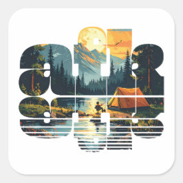 Adesivo Quadrado Folha de acampamento