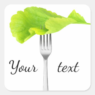 Adesivo Quadrado Folha de alface num garfo