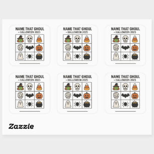 Adesivo Quadrado Folha de Bingo do Jogo Nomeie Esse Fantasma Hallow