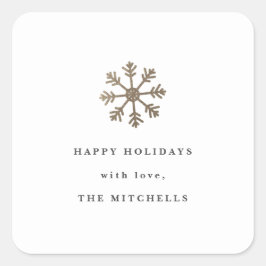 Adesivo Quadrado Folha de falso Snowflake | Vinheta de férias