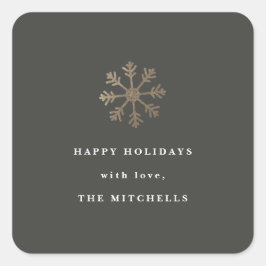 Adesivo Quadrado Folha de falso Snowflake | Vinheta de férias