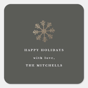 Adesivo Quadrado Folha de falso Snowflake   Vinheta de férias