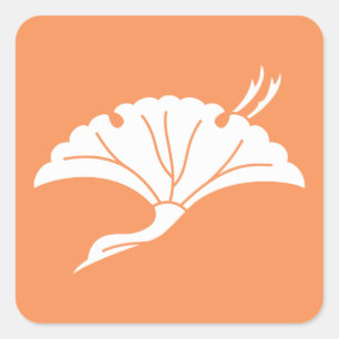 Adesivo Quadrado Folha de ginkgo em forma de grou