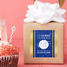 Folha de Ouro Azul Marble Monograma de Graduação E