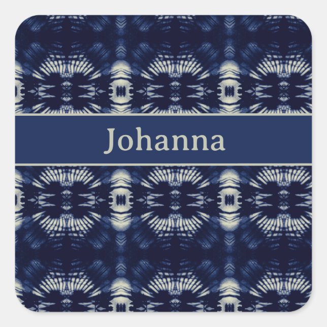 Adesivo Quadrado Folha de Palma em Azul Delft, personalizável (Frente)