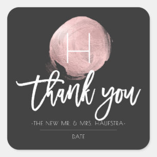 Adesivo Quadrado Folha De Rosa Dourada PixDezines Monogramas, Obrig