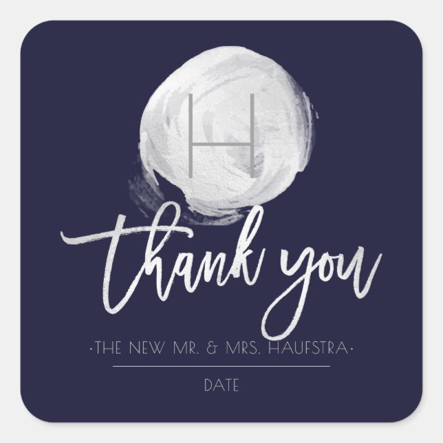 Adesivo Quadrado Folha prateada do PixDezines, Marinho azul (Frente)