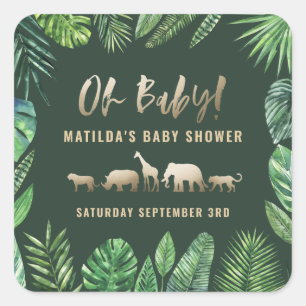 Adesivo Quadrado Folha tropical + partido de chá de fraldas dos