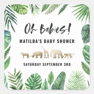 Adesivo Quadrado Folha tropical + partido de chá de fraldas dos