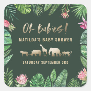 Adesivo Quadrado Folha tropical + partido de chá de fraldas dos