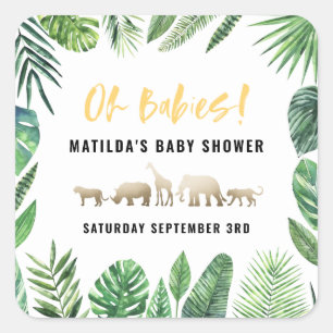 Adesivo Quadrado Folha tropical + partido de chá de fraldas dos