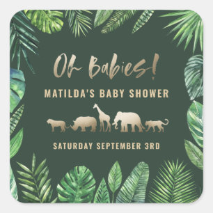 Adesivo Quadrado Folha tropical + partido de chá de fraldas dos