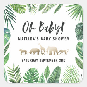 Adesivo Quadrado Folha tropical + partido de chá de fraldas dos