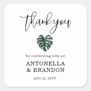 Adesivo Quadrado Folha Verde de Monstera Casamento