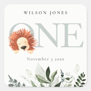 Adesivo Quadrado Folhagem de Leão de Boho Cuto 1 rua Primeira Festa