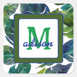 Adesivo Quadrado Folhagem Filodendron Verde Foliage Botânica