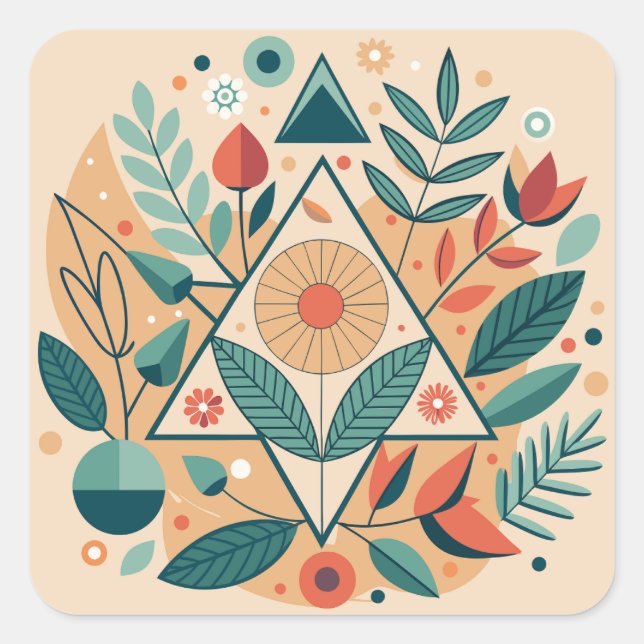 Adesivo Quadrado Folhagem Geométrica da Selva (Frente)
