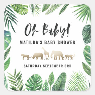 Adesivo Quadrado Folhagem tropical + chá de fraldas de ouro