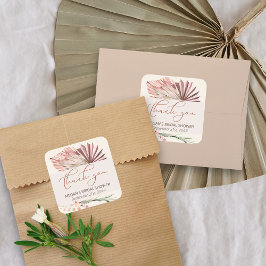 Adesivo Quadrado Folhagem Tropical Seca Boho Palm Agradecimento