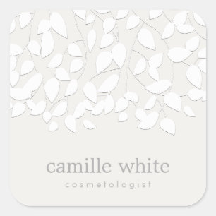 Adesivo Quadrado Folhas de aparência brancas modernas embutidas