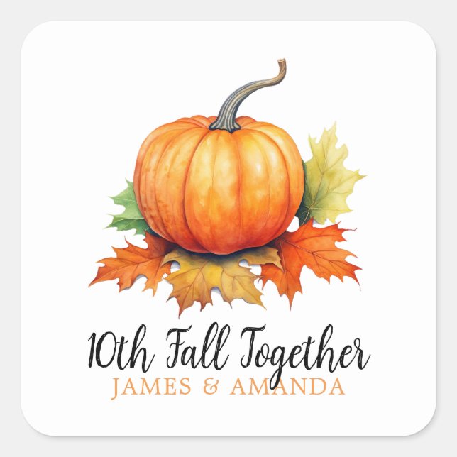 Adesivo Quadrado Folhas de Casal de Abóbora Laranja e Branco (Frente)