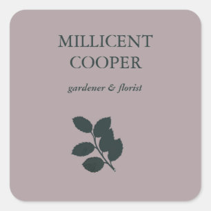 Adesivo Quadrado Folhas de cinza escura, roxo