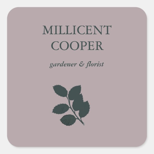 Adesivo Quadrado Folhas de cinza escura, roxo (Frente)