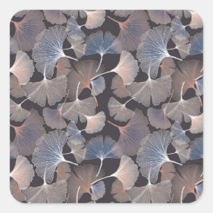 Adesivo Quadrado Folhas de Ginkgo: padrão natural elegante.