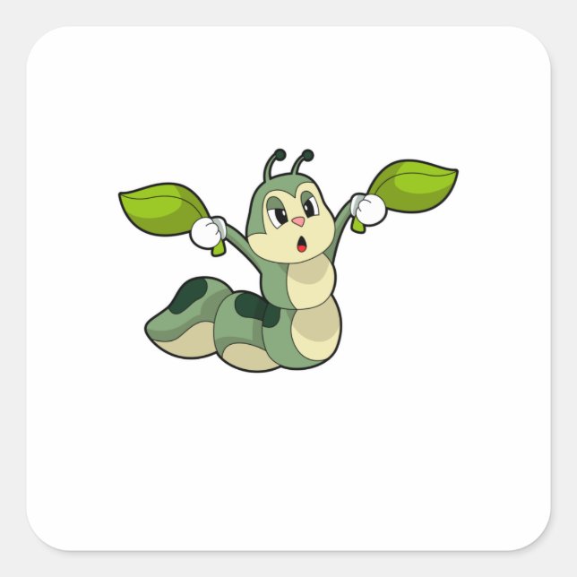 Adesivo Quadrado Folhas de lagartas (Frente)