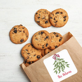 Adesivo Quadrado Folhas de Verdura de Natal Feliz Mistletoe