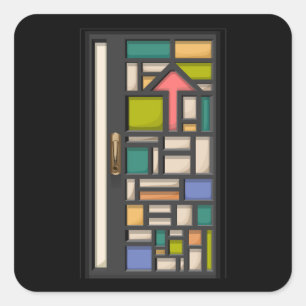 Adesivo Quadrado Folhas de vidro porta colorida porta de vidro