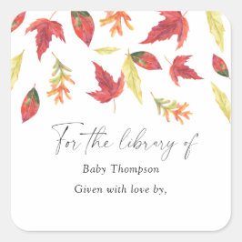 Adesivo Quadrado Folhas em queda no outono - Placa de Chá de fralda