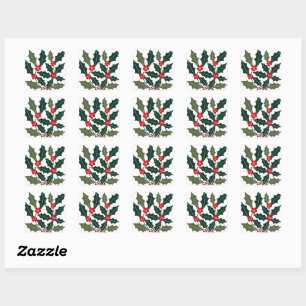 Adesivo Quadrado Folhas-Escalonadas Holly-Berry Mid-Century-Modern