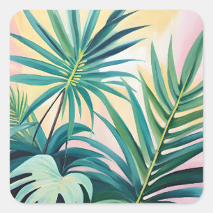 Adesivo Quadrado Folhas tropicais