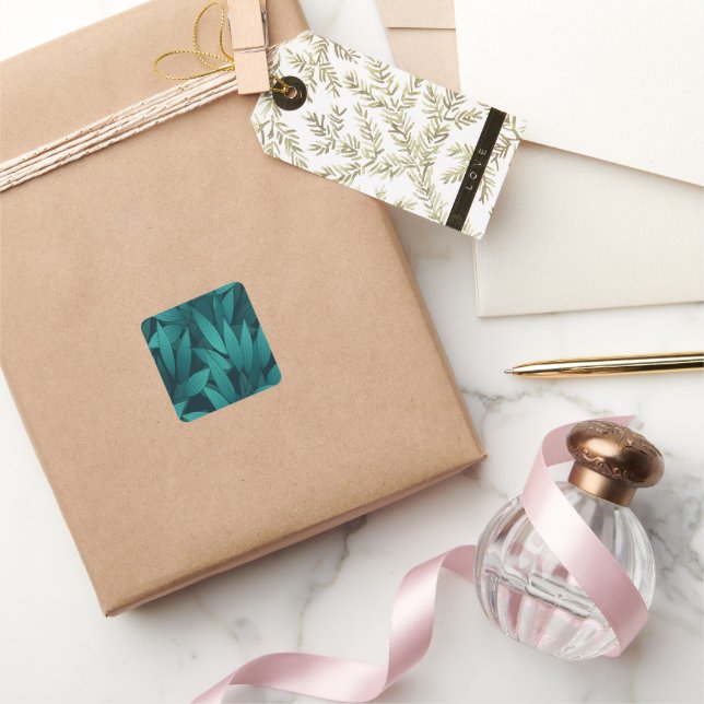 Adesivo Quadrado Folhas tropicais gradativas (Presentear)