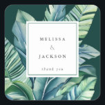 Adesivo Quadrado Folhas Tropicais Selvagens Folhagem Exótica Verde<br><div class="desc">Folhas Tropicais Selvagens Folhagem Exótica Verde Casamento</div>