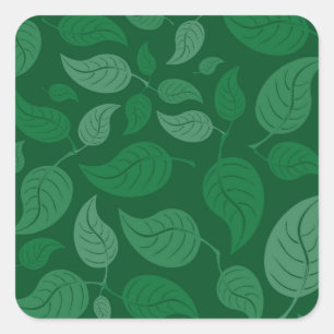 Adesivo Quadrado Folhas verdes