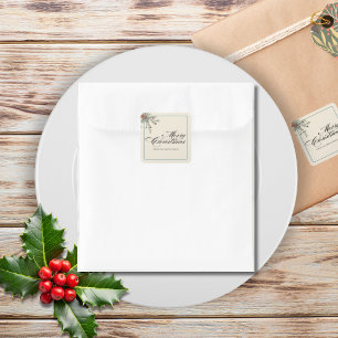 Adesivo Quadrado Folia de Natal Botânicos de Inverno para Festa de