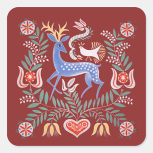 Adesivo Quadrado Folk Art Húngaro