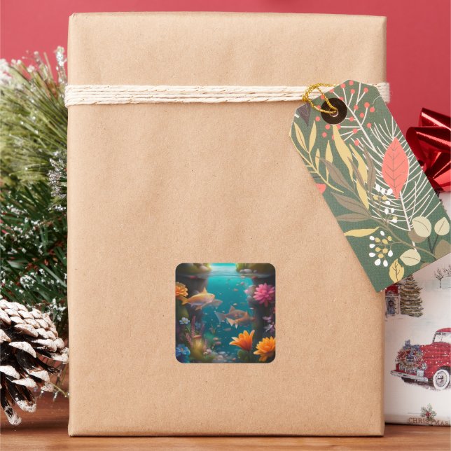 Adesivo Quadrado fonds marins (Feriado)